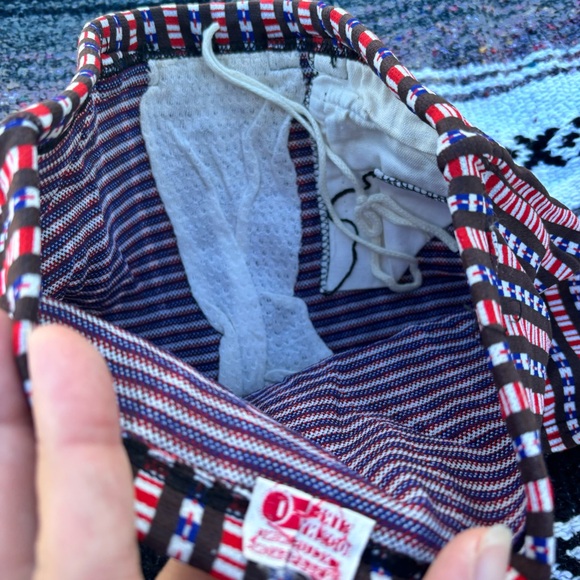 NWT VINTAGE 70s RED WHITE AND BLUE NYLON SWIM TRUNK BOYS SIZE LARGE RARE!! - Picture 7 of 8